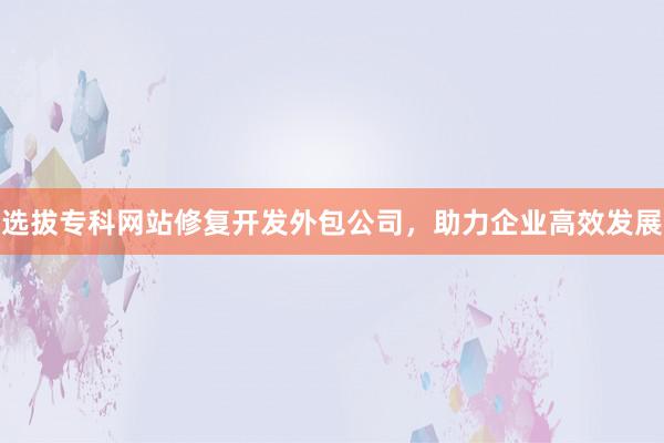 选拔专科网站修复开发外包公司，助力企业高效发展